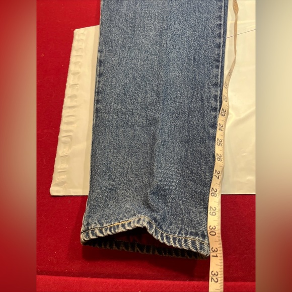 Woolrich Red Flannel Lined BLUE JEANS 36/34 MENS Denim Relaxed Fit Outdoor WORK - Picture 15 of 16